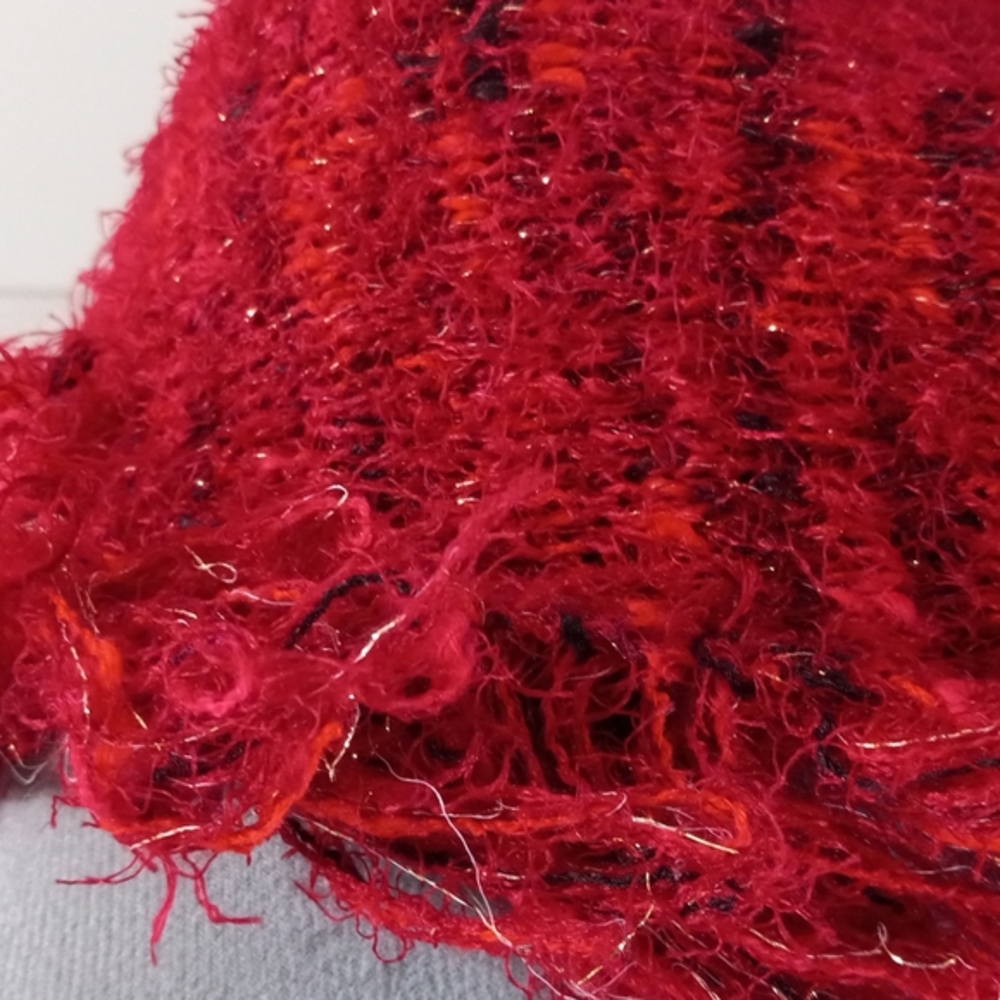Womens Sz S Red Sparkley ,fringy Cardigan - Picture 4 of 6